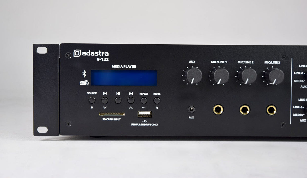 Adastra V Series Dual Zone 100V Mixer Amplifiers with DAB, Bluetooth & USB - K&B Audio