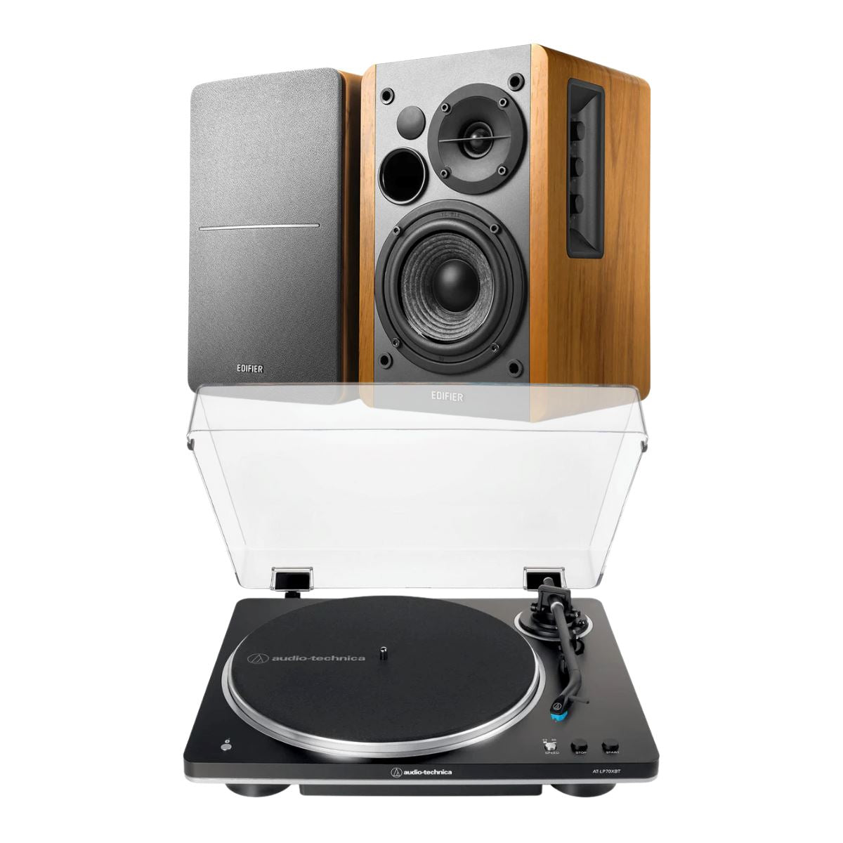 Audio-Technica AT-LP70XBT Automatic Turntable + Edifier R1280DB Active Bluetooth Speakers - K&B Audio