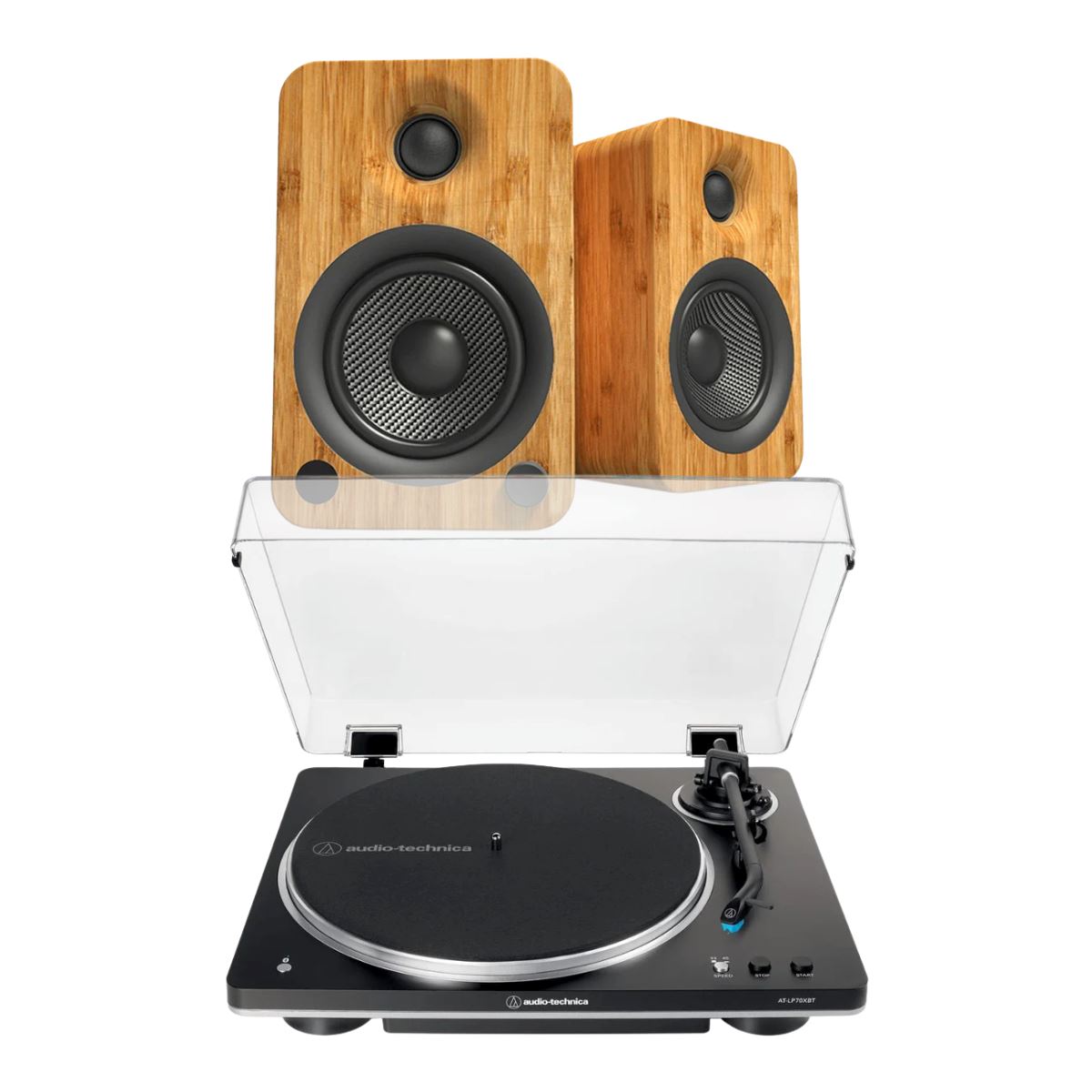 Audio-Technica AT-LP70XBT Automatic Turntable + Kanto Audio YU4 4" Active Bluetooth Speakers - K&B Audio