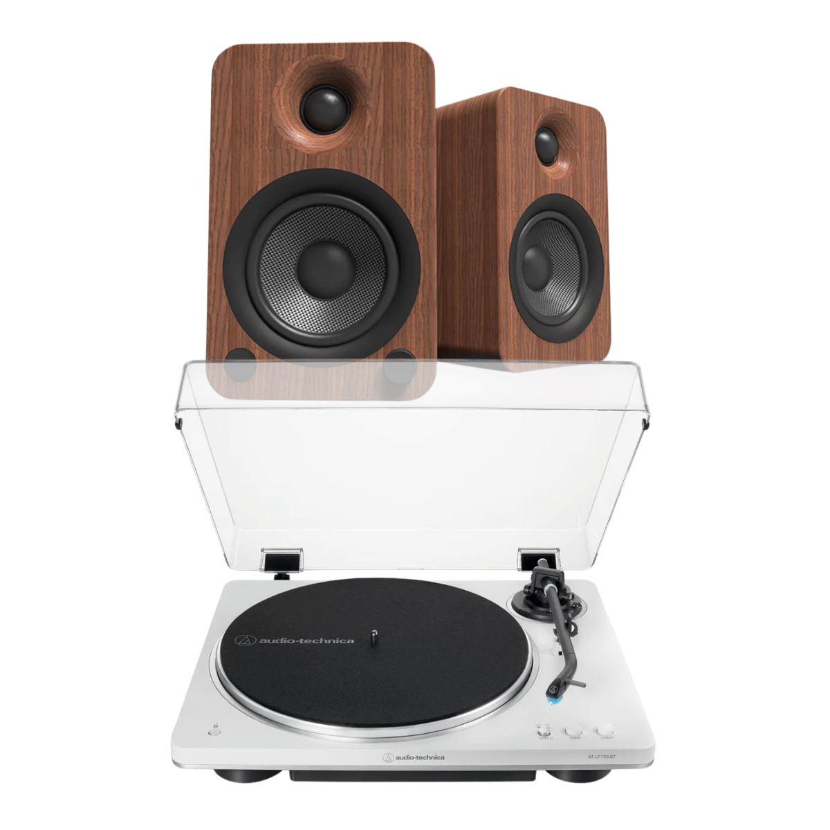 Audio-Technica AT-LP70XBT Automatic Turntable + Kanto Audio YU4 4" Active Bluetooth Speakers - K&B Audio