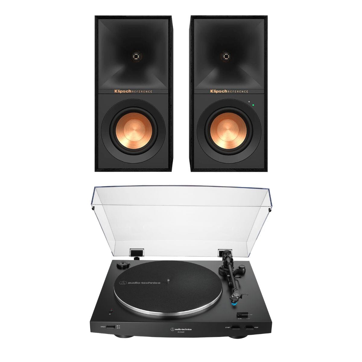 Audio-Technica LP3XBT Automatic Turntable + Klipsch R-40PM Active Bookshelf Speakers - K&B Audio