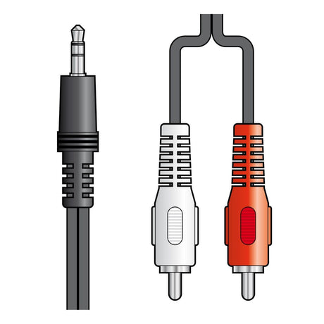 AV Link 3.5mm Stereo Plug to 2 x RCA Plugs Lead - 1.2m - K&B Audio