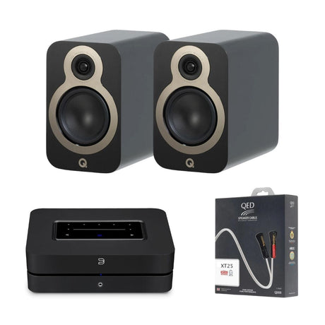 Bluesound Powernode + Q Acoustics 3020c Bookshelf Speakers - K&B Audio