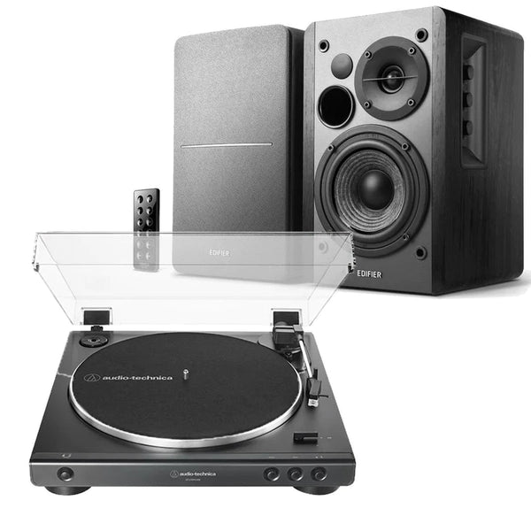 Edifier R1280T & Audio-Technica LP60X Turntable & Speaker Bundle - Black /  Standard + USB (LP60XUSB)