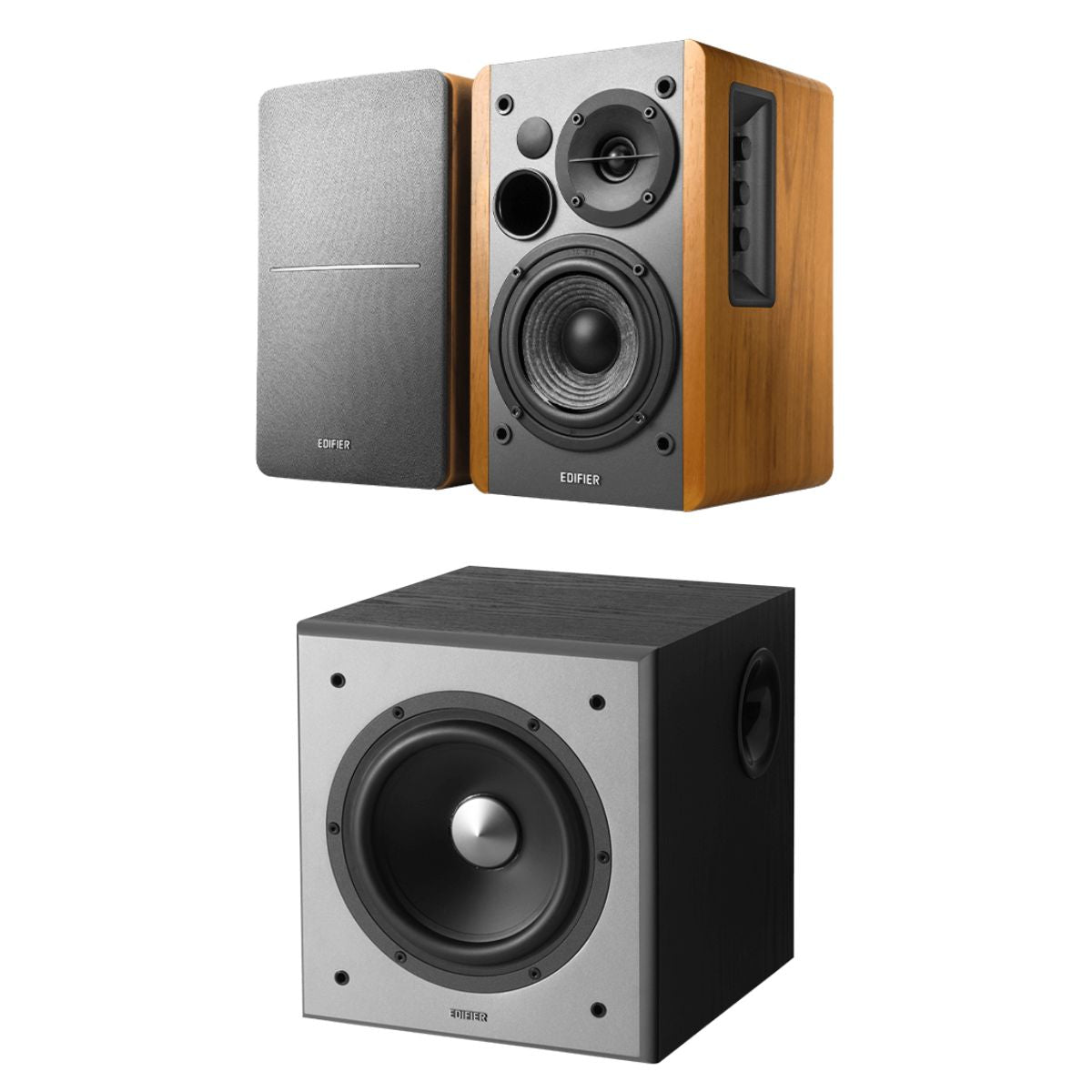 Edifier R1280Ts Active Bookshelf Speakers + T5 Subwoofer - K&B Audio