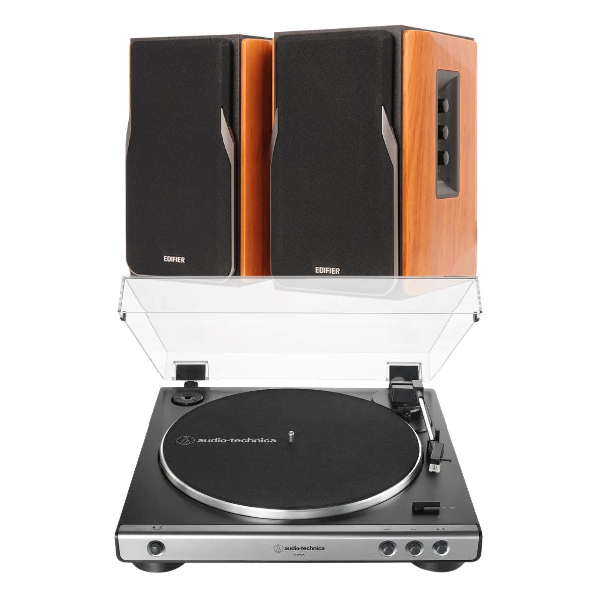 Audio-Technica LP60X Automatic Turntable + Edifier R1380DB Active Bluetooth Bookshelf Speakers - K&B Audio