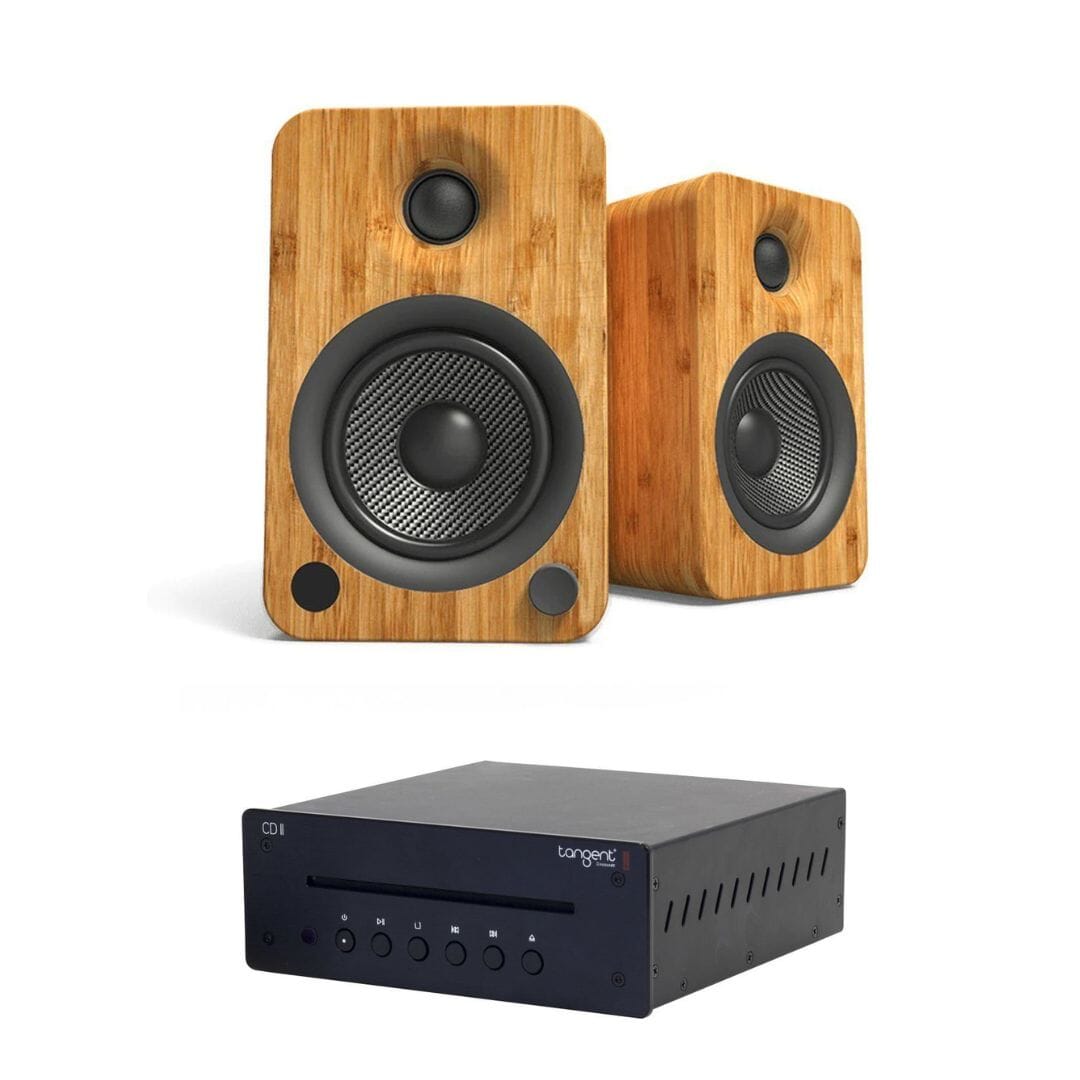 Kanto YU4 4" Active Bookshelf Speakers with Bluetooth + Tangent CD II CD Player - K&B Audio