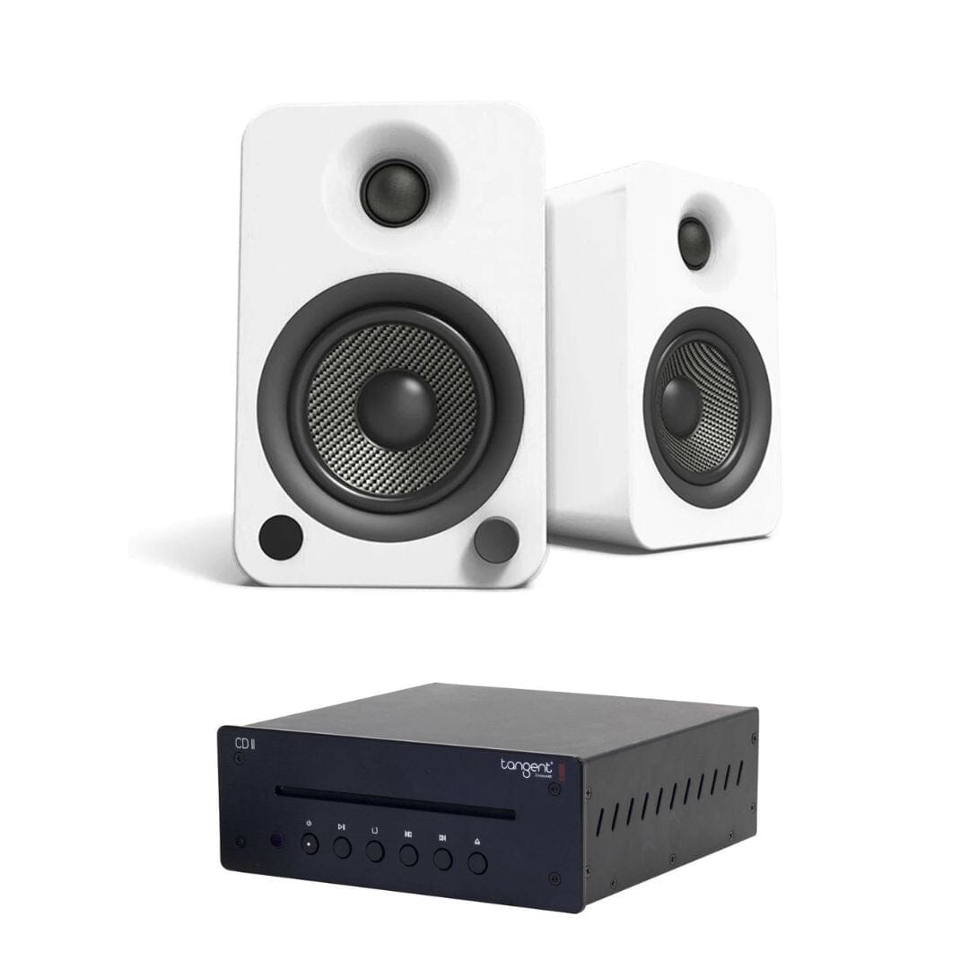 Kanto YU4 4" Active Bookshelf Speakers with Bluetooth + Tangent CD II CD Player - K&B Audio