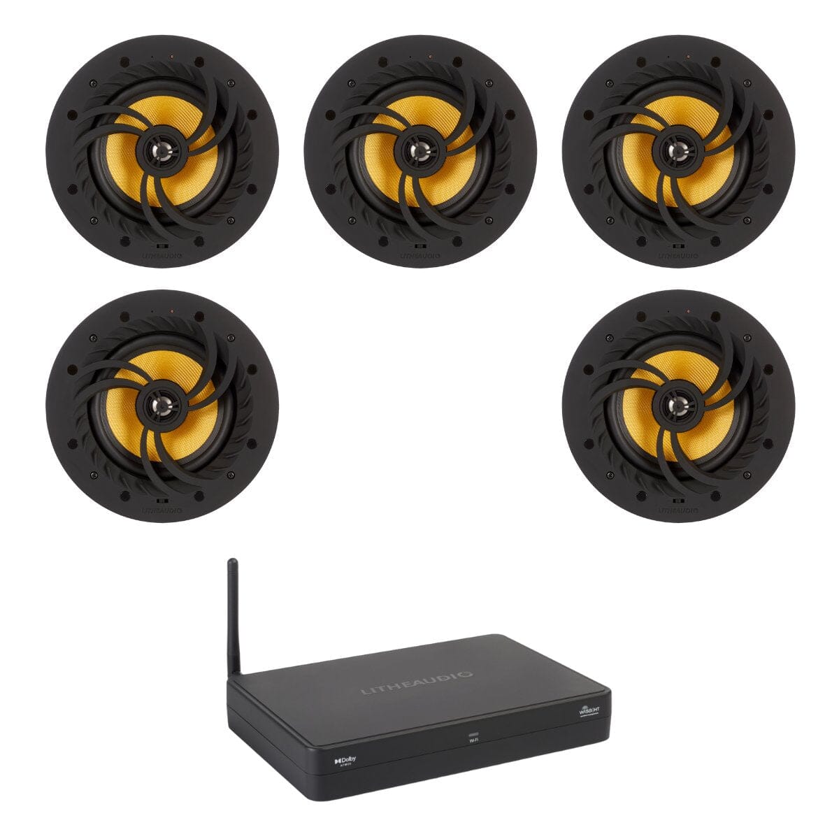 Lithe Audio 5.0 Wi-Fi Surround Sound Ceiling Speaker System with WiSA - K&B Audio