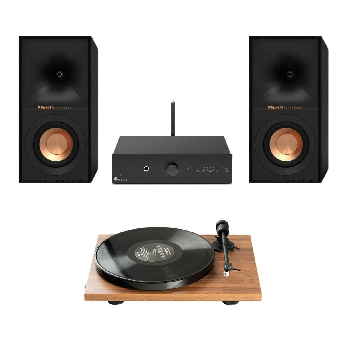 Pro-Ject Stereo Box E + Pro-Ject E1 Turntable + Klipsch R-40M Bookshelf Speakers - K&B Audio