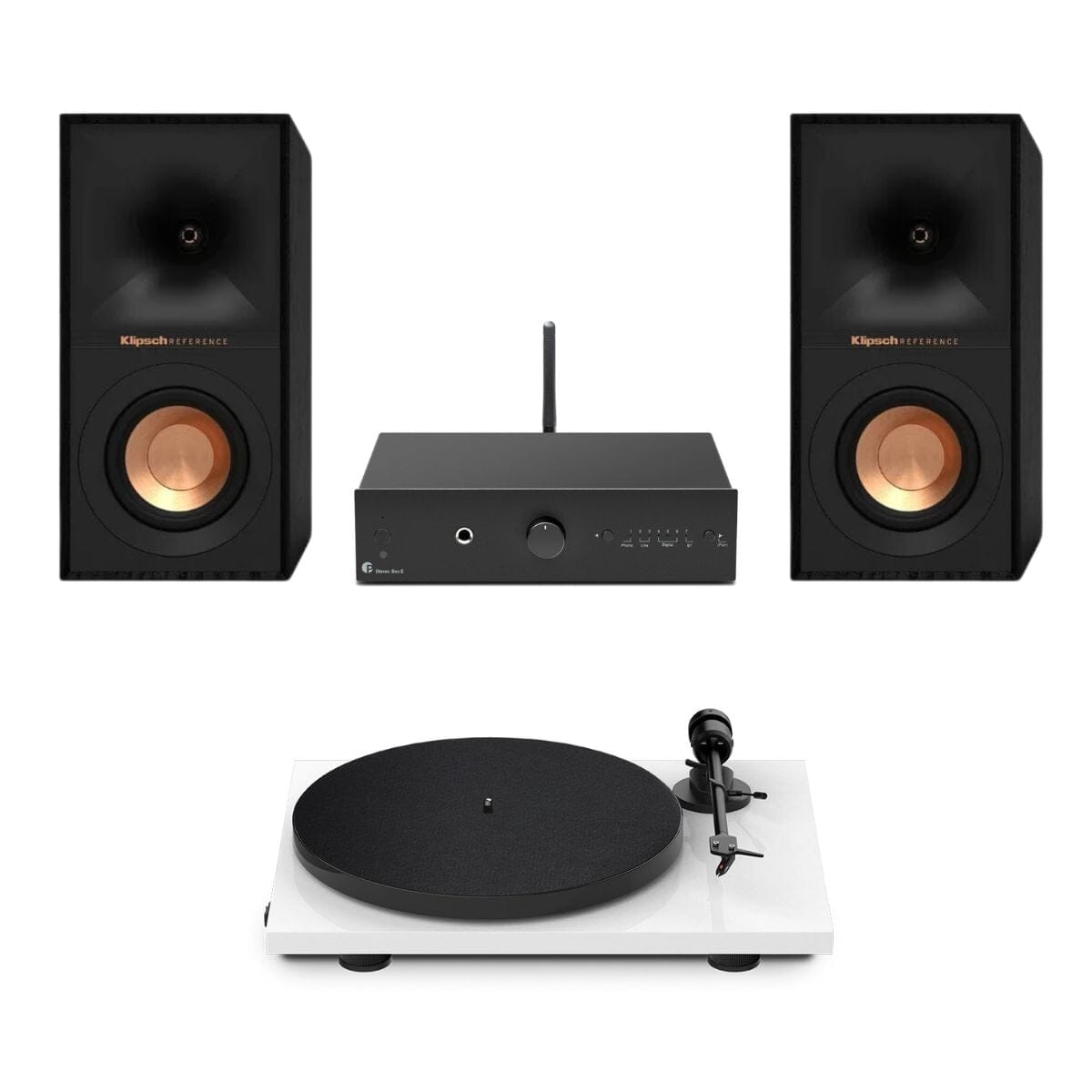 Pro-Ject Stereo Box E + Pro-Ject E1 Turntable + Klipsch R-40M Bookshelf Speakers - K&B Audio