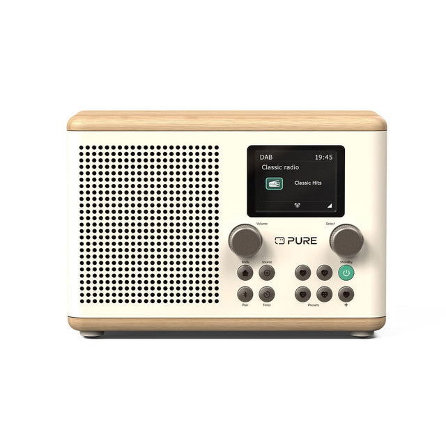 [OPEN BOX] Pure Classic H4 DAB/FM Radio with Bluetooth - Cotton White / Oak - K&B Audio