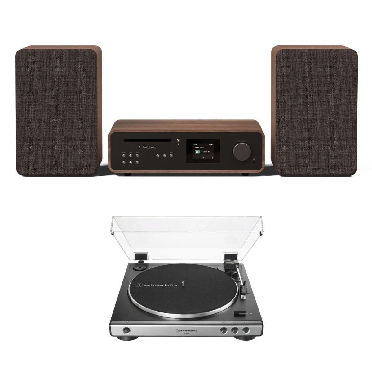 Pure Classic Stereo System with CD / Radio / Bluetooth + Audio-Technica LP60X Turntable - K&B Audio