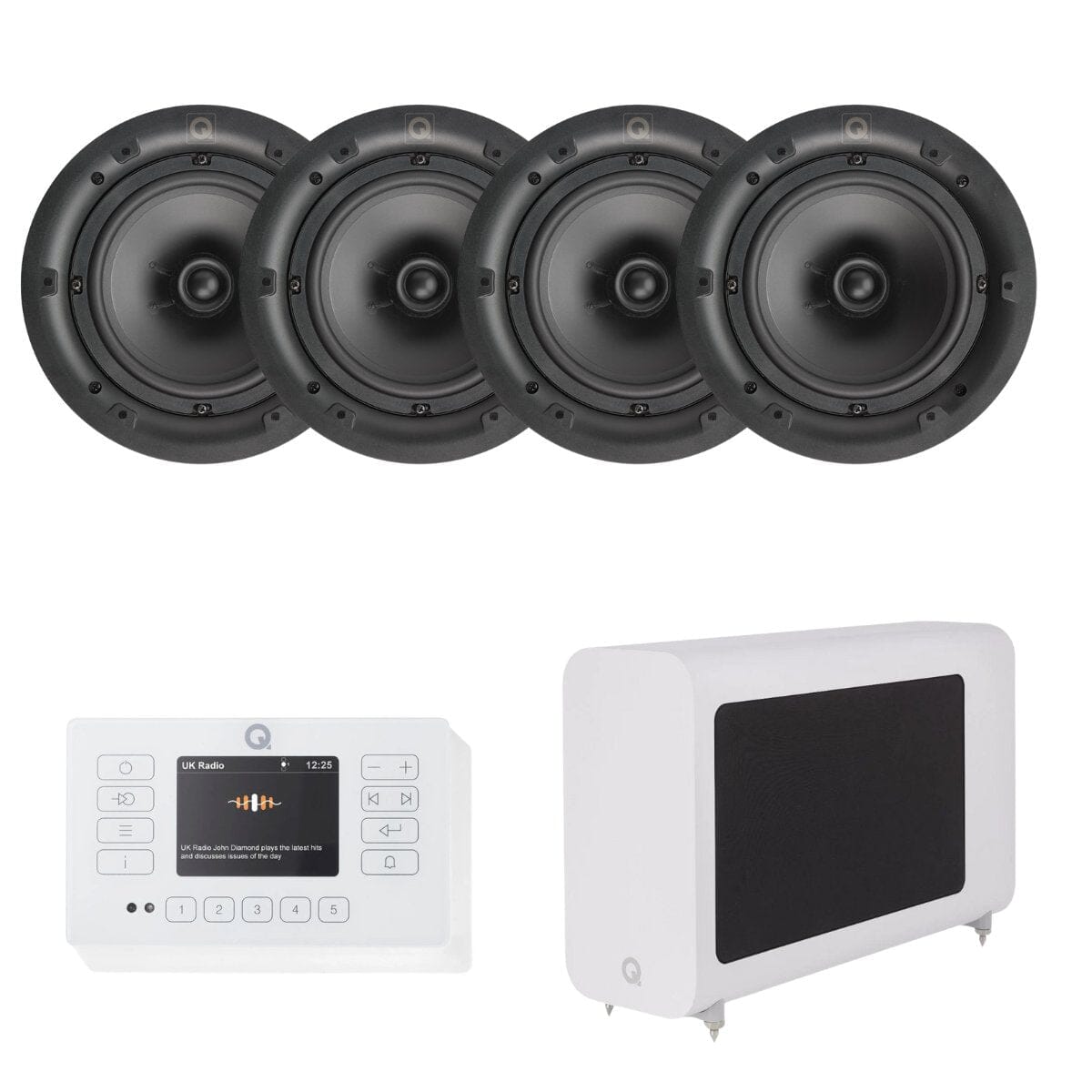 Q Acoustics E120 2.1 Hi-Fi Ceiling Speaker System with Bluetooth, DAB/FM Radio & Subwoofer - K&B Audio