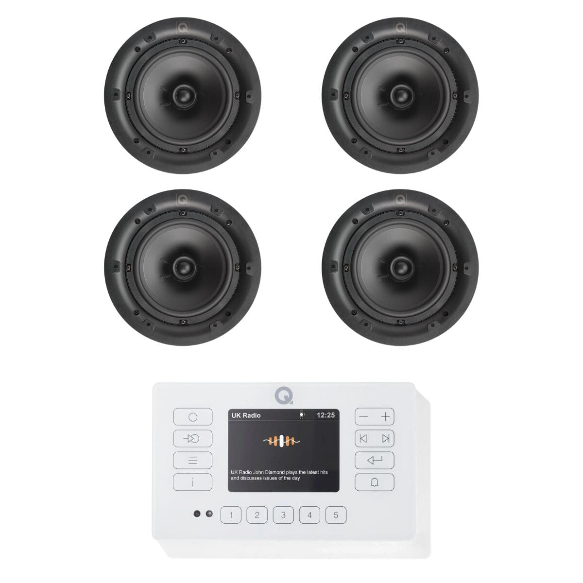 Q Acoustics E120 FM/DAB/Bluetooth Speaker System inc. 4 x 6.5" Ceiling Speakers - K&B Audio