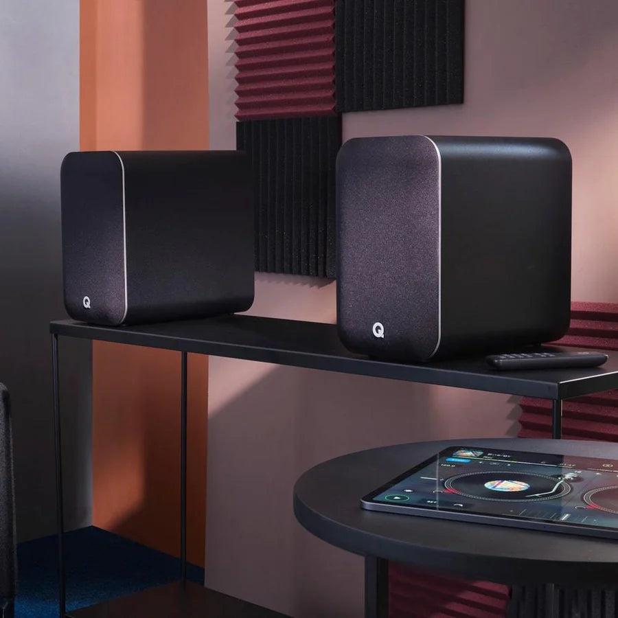 Q Acoustics M20 Active Bluetooth Speakers + Audio-Technica AT-LP70XBT Automatic Wireless Turntable - K&B Audio