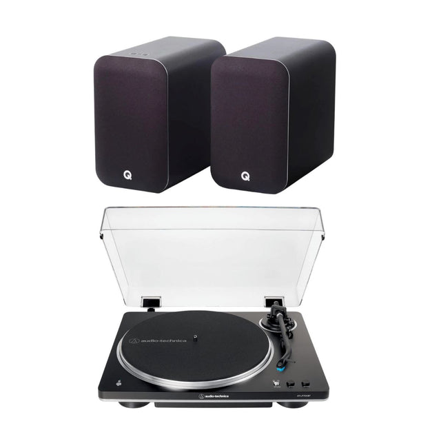 Q Acoustics M20 Active Bluetooth Speakers + Audio-Technica AT-LP70XBT Automatic Wireless Turntable - K&B Audio