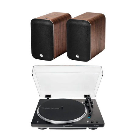 Q Acoustics M20 Active Bluetooth Speakers + Audio-Technica AT-LP70XBT Automatic Wireless Turntable - K&B Audio