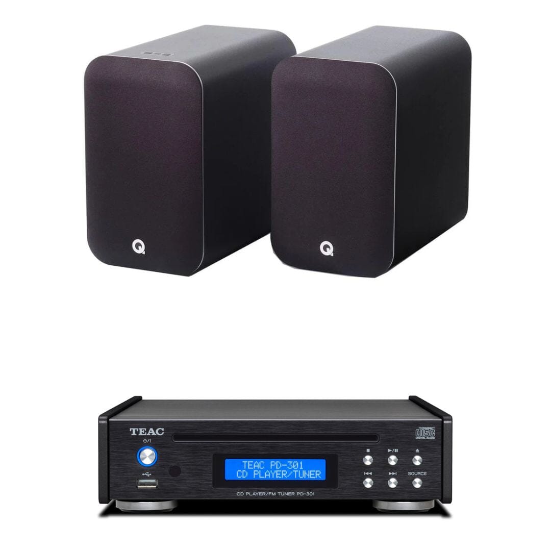 Q Acoustics M20 Active Bookshelf Speakers with Bluetooth + Teac PD-301 CD Player with Speakers inc. Bluetooth, DAB Radio & USB - K&B Audio