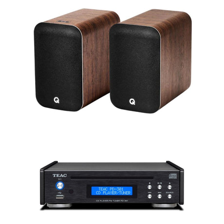 Q Acoustics M20 Active Bookshelf Speakers with Bluetooth + Teac PD-301 CD Player with Speakers inc. Bluetooth, DAB Radio & USB - K&B Audio