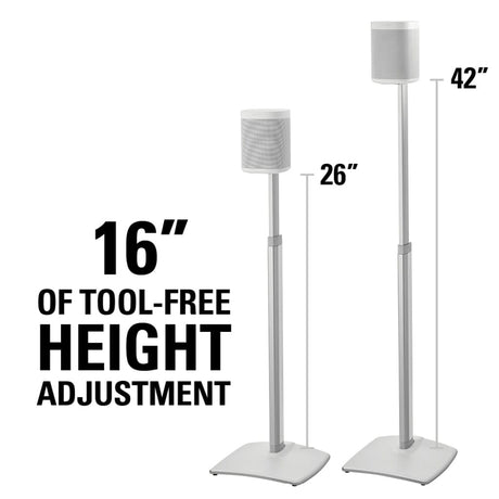 SANUS WSSA1 Adjustable Height Wireless Speaker Stand designed for Sonos One, Sonos One SL, Play:1, and Play:3 - Single - K&B Audio