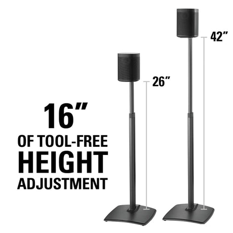 SANUS WSSA2 Adjustable Height Wireless Speaker Stand, designed for Sonos One SL, Play:1, Play:3 - Pair - K&B Audio