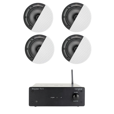 Tangent Ampster TV II 6.5" Bluetooth Ceiling Speaker System with HDMI In Ceiling Speaker Systems Tangent Two Pairs High-Definition 