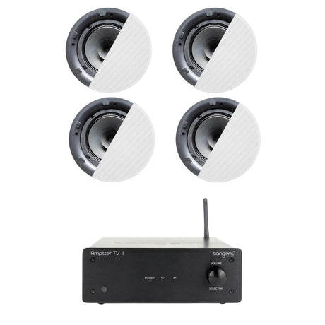 Tangent Ampster TV II 6.5" Bluetooth Ceiling Speaker System with HDMI In Ceiling Speaker Systems Tangent Two Pairs Standard 