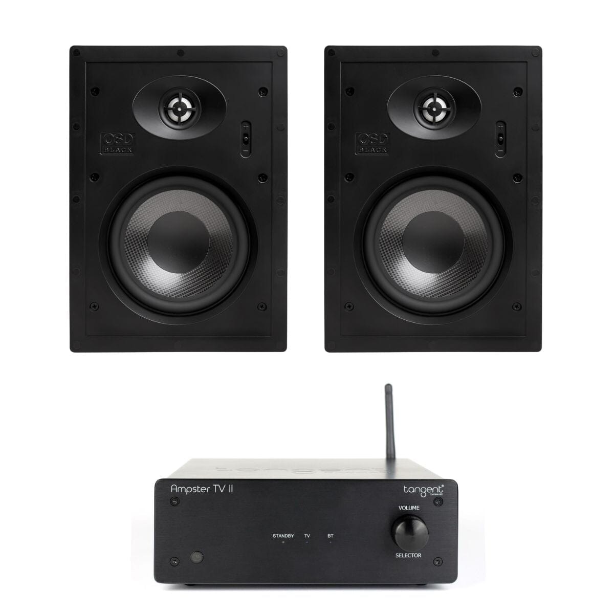 Tangent Ampster TV II + OSD Audio T63 In Wall Speakers (Pair) - K&B Audio