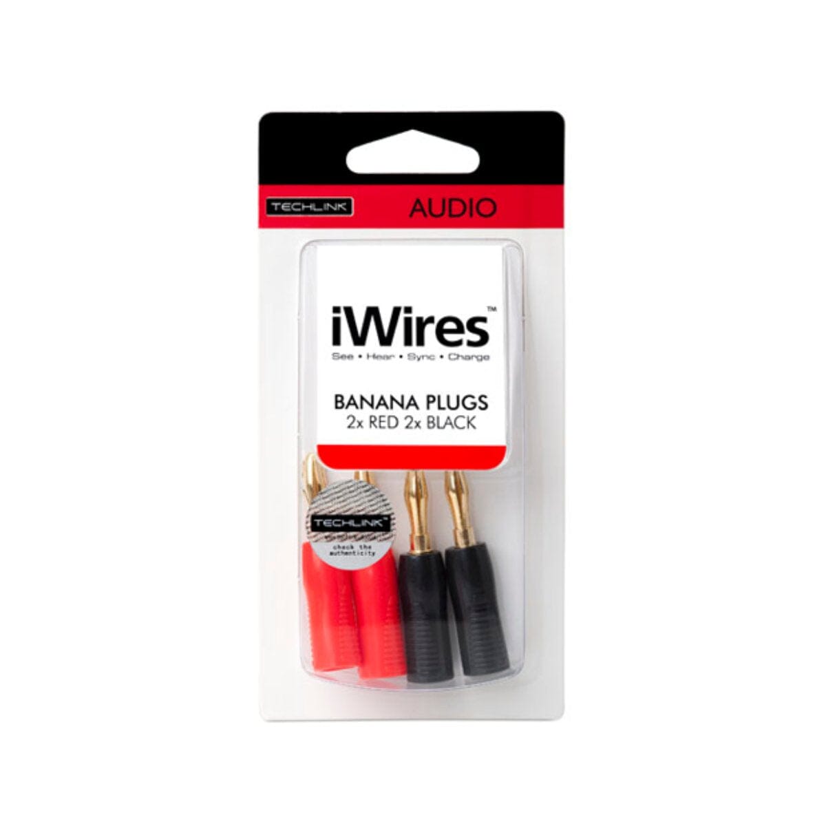 Techlink iWires Banana Plugs Set (2 x Red, 2 x Black) - K&B Audio