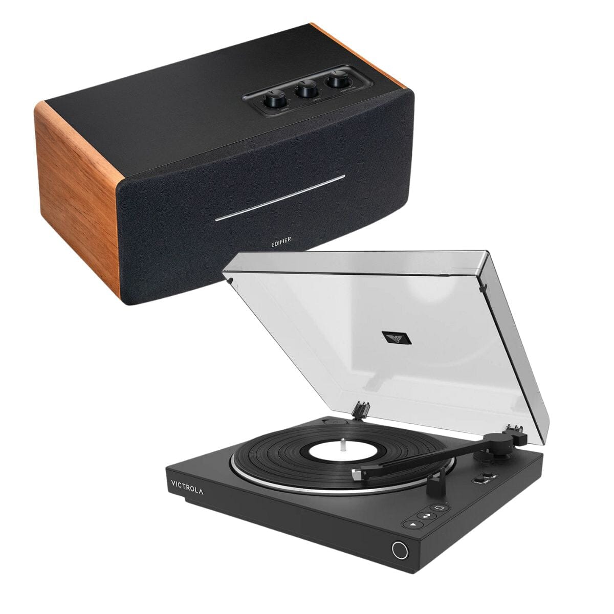 Victrola Automatic Turntable + Edifier D12 Active Bluetooth Speaker - K&B Audio