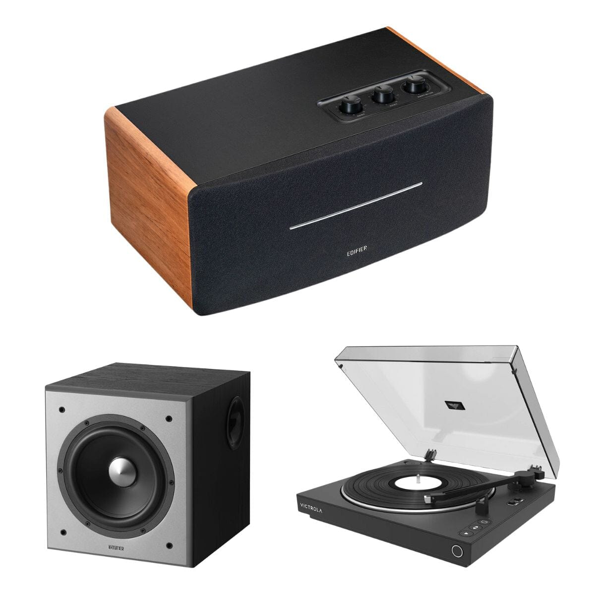 Victrola Automatic Turntable + Edifier D12 Active Bluetooth Speaker - K&B Audio