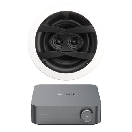 WiiM AMP WiFi & Bluetooth + Q Acoustics QI65CW-ST 6.5" Bathroom Ceiling Speaker - K&B Audio