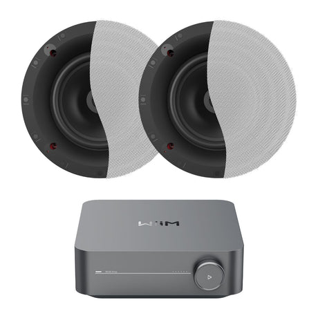 WiiM AMP WiFi & Bluetooth + Klipsch CS-18C 8" Ceiling Speakers - K&B Audio