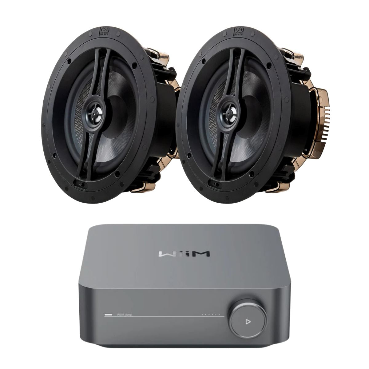 WiiM AMP + OSD Audio Black Series R83 8" Ceiling Speakers - K&B Audio