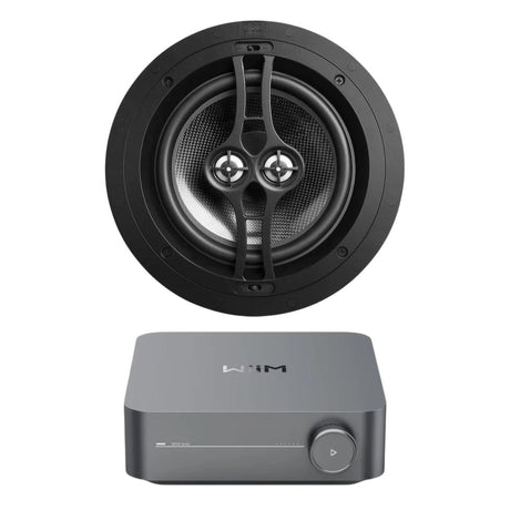 WiiM AMP + OSD Audio Black Series R83DT 8" Single Stereo Ceiling Speaker - K&B Audio