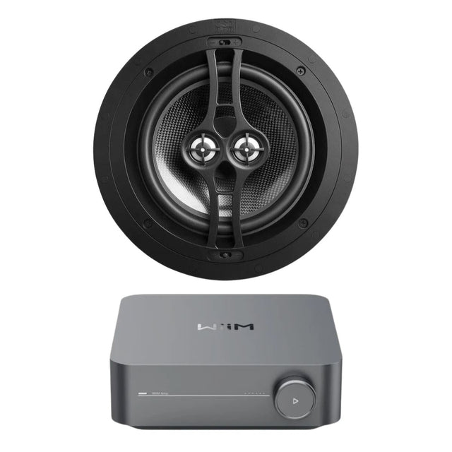 WiiM AMP + OSD Audio Black Series R83DT 8" Single Stereo Ceiling Speaker - K&B Audio