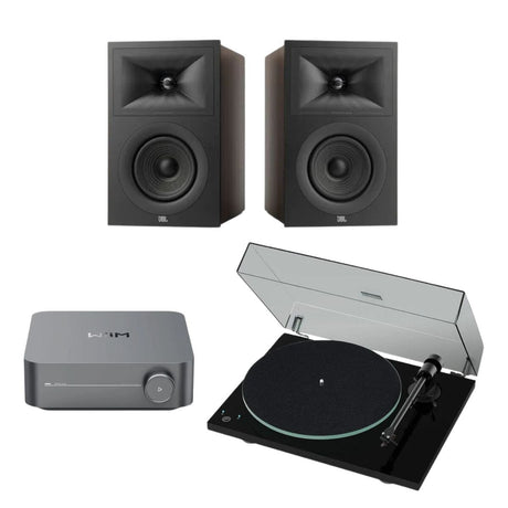 WiiM AMP + Pro-Ject T1 Phono SB + JBL Stage Bookshelf Speakers - K&B Audio