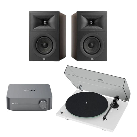 WiiM AMP + Pro-Ject T1 Phono SB + JBL Stage Bookshelf Speakers - K&B Audio