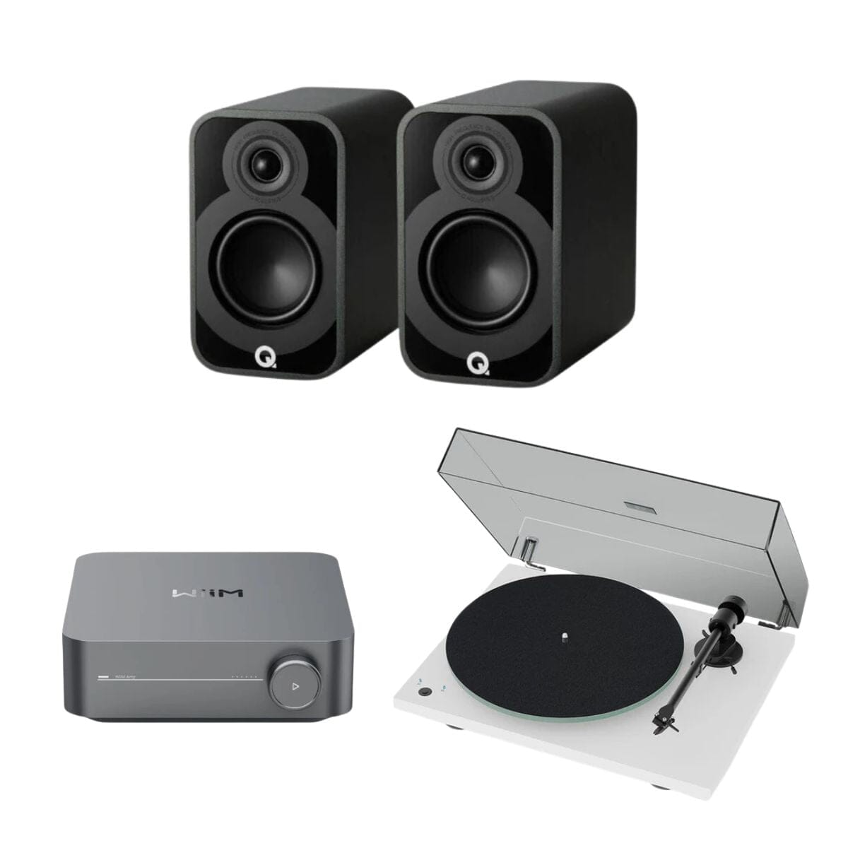 WiiM AMP + Pro-Ject T1 Phono SB + Q Acoustics 5000 Series Bookshelf Speakers - K&B Audio