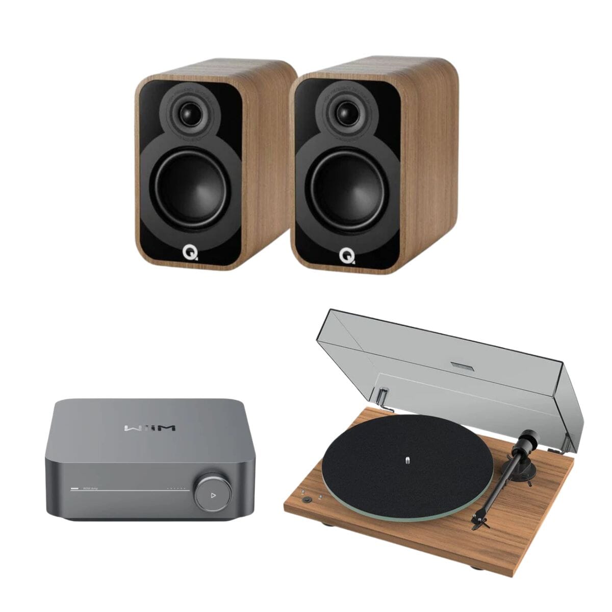 WiiM AMP + Pro-Ject T1 Phono SB + Q Acoustics 5000 Series Bookshelf Speakers - K&B Audio