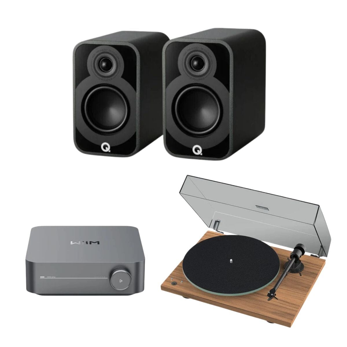 WiiM AMP + Pro-Ject T1 Phono SB + Q Acoustics 5000 Series Bookshelf Speakers - K&B Audio