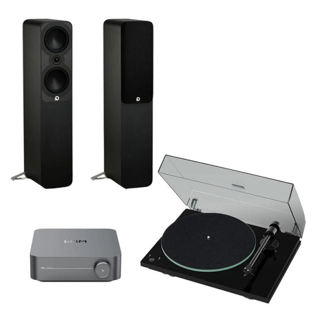 WiiM AMP + Pro-Ject T1 Phono SB + Q Acoustics 5000 Series Floorstanding Speakers Turntable Bundles WiiM 5050 Black Black