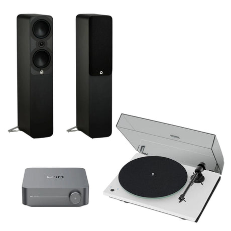 WiiM AMP + Pro-Ject T1 Phono SB + Q Acoustics 5000 Series Floorstanding Speakers Turntable Bundles WiiM 5050 Black White