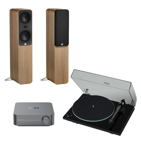 WiiM AMP + Pro-Ject T1 Phono SB + Q Acoustics 5000 Series Floorstanding Speakers Turntable Bundles WiiM 5050 Oak Black