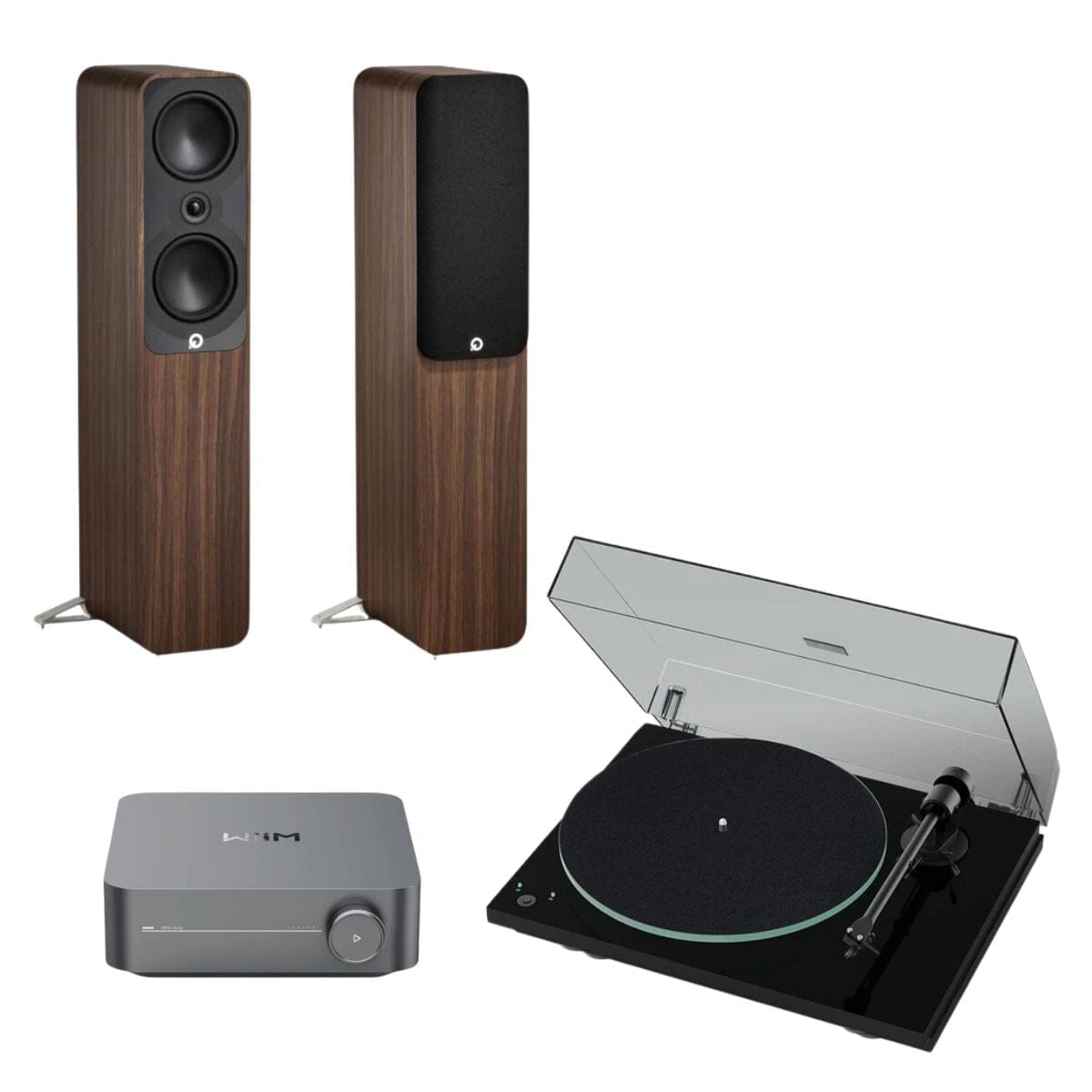 WiiM AMP + Pro-Ject T1 Phono SB + Q Acoustics 5000 Series Floorstanding Speakers Turntable Bundles WiiM 5050 Rosewood Black