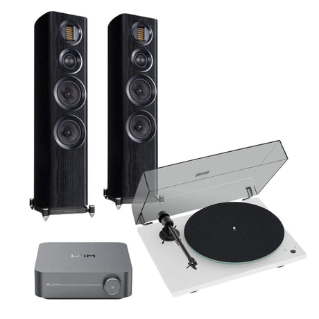 WiiM AMP + Pro-Ject T1 Phono SB + Wharfedale EVO Floorstanding Speakers - K&B Audio