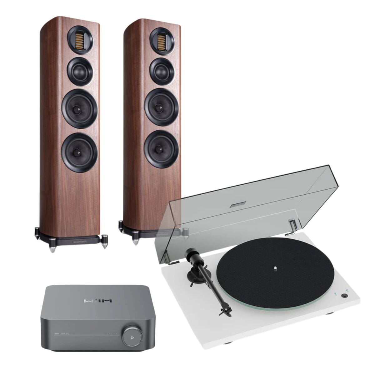 WiiM AMP + Pro-Ject T1 Phono SB + Wharfedale EVO Floorstanding Speakers - K&B Audio