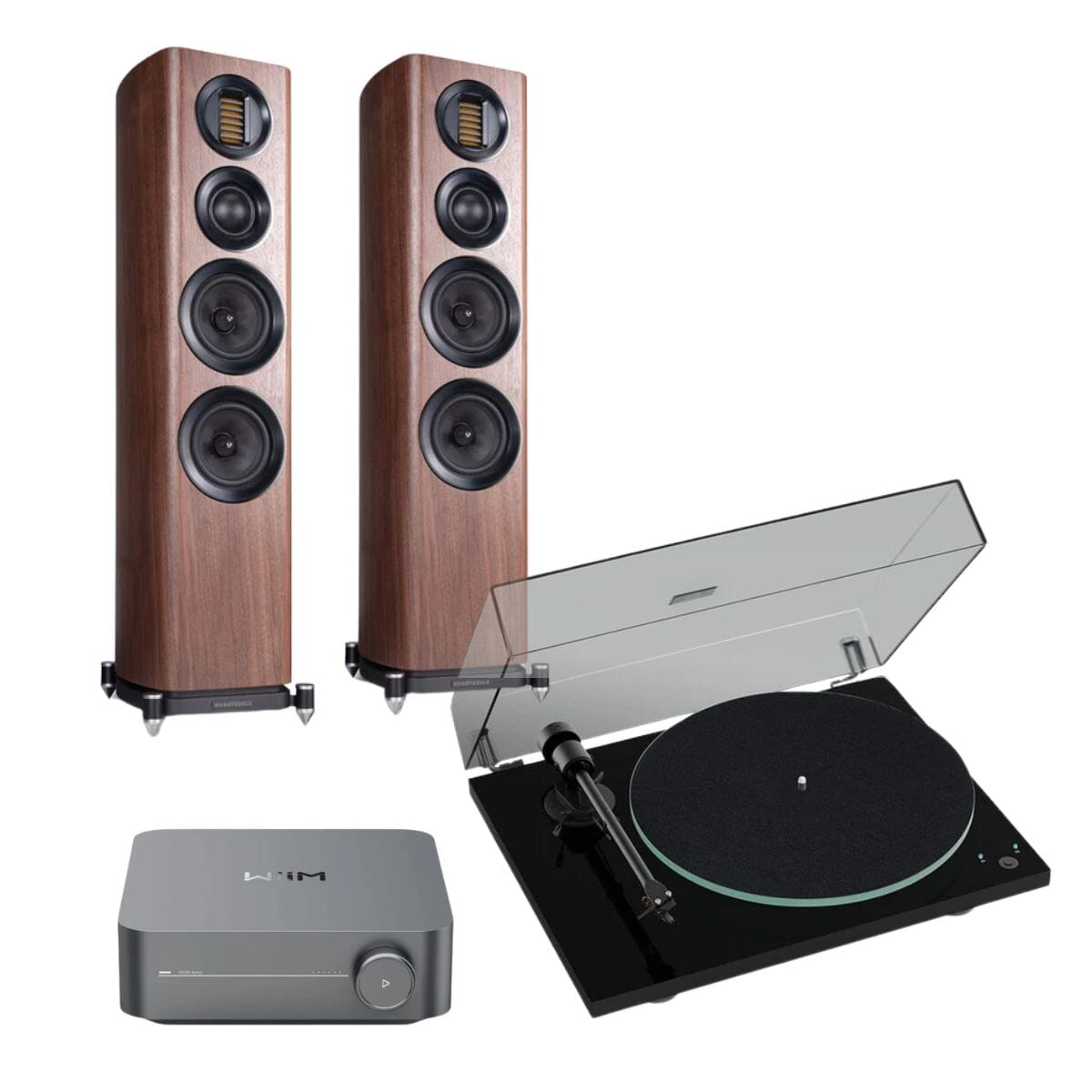 WiiM AMP + Pro-Ject T1 Phono SB + Wharfedale EVO Floorstanding Speakers - K&B Audio