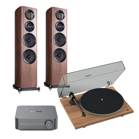 WiiM AMP + Pro-Ject T1 Phono SB + Wharfedale EVO Floorstanding Speakers - K&B Audio